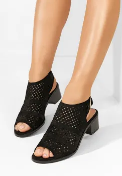 Sandale cu toc mic Skarlet negre imagine