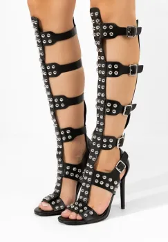 Sandale cu toc subtire Clinita negre imagine