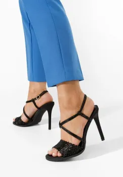 Sandale cu toc subtire Kemyra negre imagine