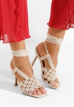 Sandale cu toc subtire Lilith bej imagine