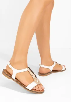 Sandale dama fara toc Alysona albe imagine