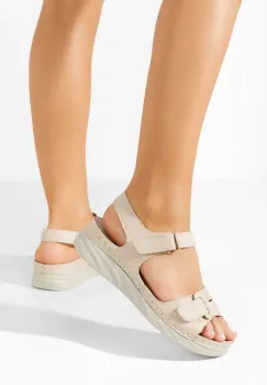 Sandale dama fara toc Klaria bej imagine