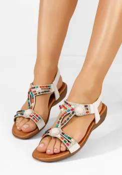 Sandale dama fara toc Renetta albe imagine