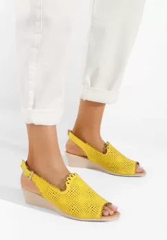 Sandale dama piele Claudia galbene imagine