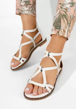 Sandale fara toc Ortisea albe imagine