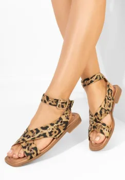 Sandale fara toc Zarrana leopard imagine