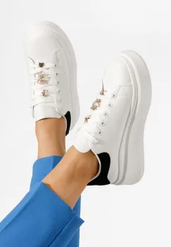 Sneakers cu platforma Caratta albi imagine