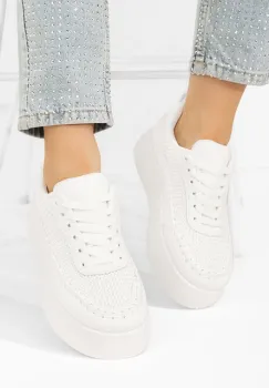 Sneakers cu platforma Cecila albi imagine