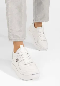 Sneakers cu platforma Kitty albi imagine