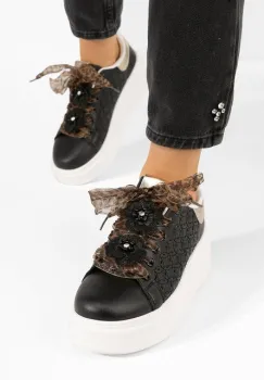 Sneakers cu platforma Lera negri imagine