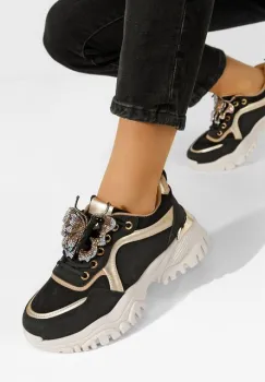 Sneakers cu platforma Seema negri imagine