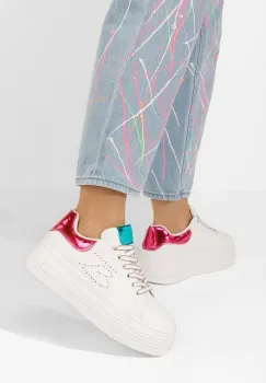 Sneakers cu platforma Sellena albi imagine