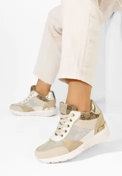 Sneakers dama cu platforma ascunsa Kali bej imagine